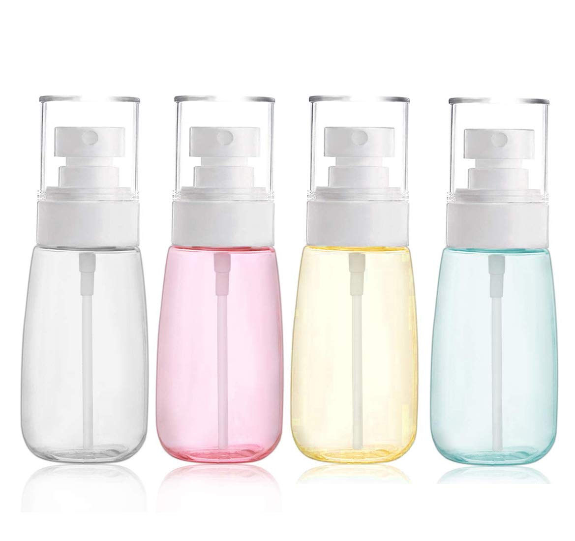 JOSALINAS 4PCS Fine Mist Spray Bottle 3.4oz/100ml Plastic Empty Clear Refillable Travel Container Essences Rose Water Mister