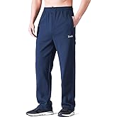 Zoulee Men's Open-Bottom Cotton Track Pants Sweatpants Jogging Pants with Zip Fly