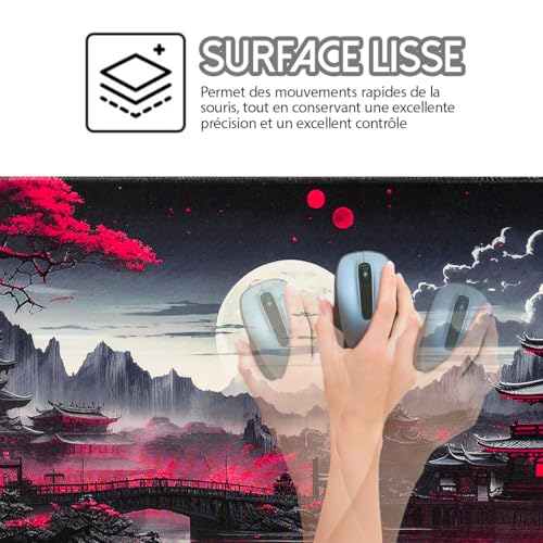 Zindoo XXL Mouse Pad Gamer Mouse Mat 900 x 400 mm Optimized for Sensor, High Accuracy and Speed with Stitched Edges and Non-Slip Rubber Base for Office, Study, Gaming
