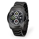 MyKronoz ZeTime Petite Elite Hybrid Smartwatch 39mm with mechanical hands over a color touch screen – Brushed Black / Metal Link
