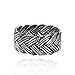 Chuvora 925 Oxidized Sterling Silver 10 mm Braided Woven Wave Antique Style Band Thumb Ring - Size 8
