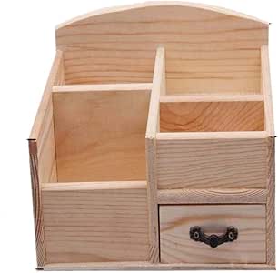 Caja de almacenamiento de mesa de madera de pino creativa con cajones