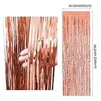 2Pcs Rose Gold Foil Curtains Metallic Fringe Curtains Shimmer Curtain for Bridal Shower Birthday Wedding Party Christmas Decorations