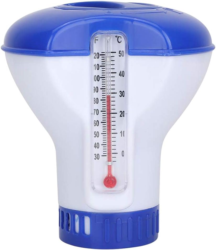 WuLi77 5 Inch Swimming Pool Chemical Floater with Thermometer, Floating Chlorine Dispenser Disinfection Auto Applicator Pump Spa for Hot Tub Supplies