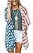 Women's Summer Swimsuit Beach Wear Kimono Cover Up American Flag Tops Cardigan