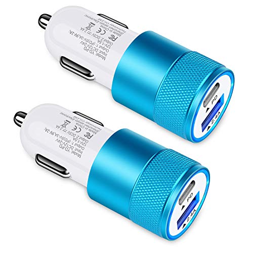 30W USB C Car Charger, [2Pack] PD Fast Charge Dual Port USB