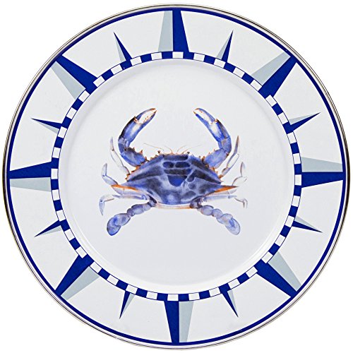 Enamelware - Blue Crab Pattern - 10.5 inch Dinner Plate