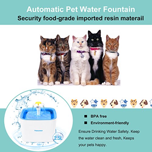 [Newest 2018 Upgraded] Cat Fountain 2.5L Healthy and Hygienic Pet Fountain Ultra Quiet Cat and Dog Flower Fountain Suit for Cats Dogs Birds and Small Animals (Blue) - Thumbnail 3