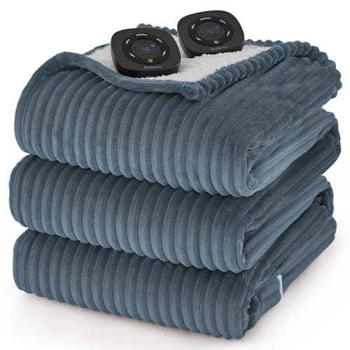 Photo 1 of Bedsure Electric Blanket Queen Size - Soft Ribbed Flannel GentleSoft™ Heated Blanket with Dual Control, Heating with 10 Heat Settings & 10 Time Settings, 8 hrs Timer Auto Shut Off (84x90 inches, Grey)