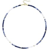 KELORIS PATH Beaded Necklace for Women, Colorful Gemstone Boho Bead Choker for Beach, Trendy Summer Natural Stone Jewelry Gifts