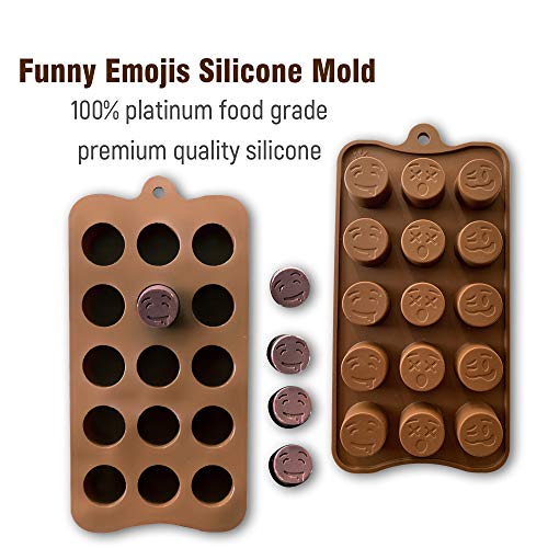 image for KITCHENATICS Leaf and Funny Emojis Silicone Candy and Chocolate Bar Mo