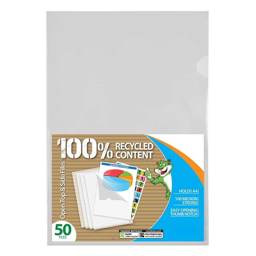 1Above 100 Micron 50 Pack A4 Clear Plastic Open Top & Side Report File Project Presentation Covers Cut Flush (1)