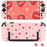FANPL Pink Case for Nintendo Switch 2, Cute Hard Cover for Switch 2 and Joy Con Controlle with 2 Thumb Grips (Strawberry)