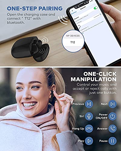 Wireless Earbuds Bluetooth 5.0 Headphones with 30H Cycle Playtime Built-in Mic IPX5 Waterproof Headsets with Charging Case for in-Ear Buds Stereo Earphones for Android etc -Black