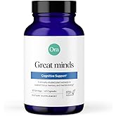 Ora Organic - Brain Health Supplement for Focus, Mental Energy + Memory - Panax Red Ginseng, Bacopa Monnieri, Alpha GPC, & EnXtra - Third-party Tested & Caffeine-free - 60 Capsules
