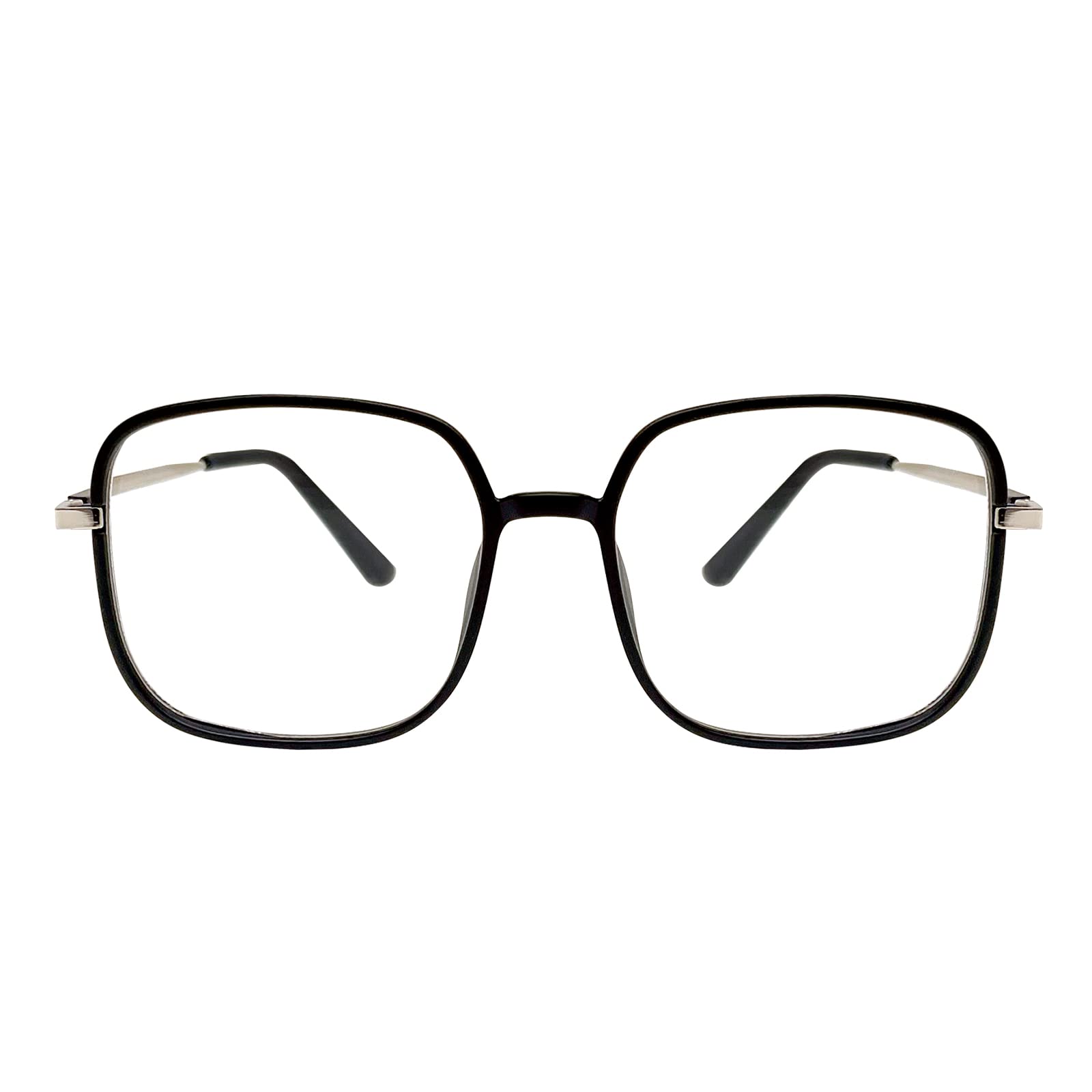 KAEOISFU Large Square Metal Reading Glasses for Men&Women, UIltra Light Big Frame Blue Light Blocking Compuer Readers, Anti Eyestrain/Glare Oversized Eyeglasses