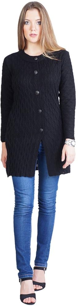 montrex acro wool winter long coat for women, girls (black)