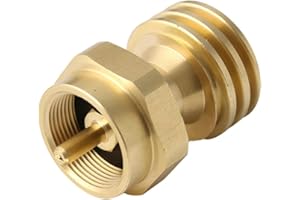 Solid Brass Gas Tank Adapter for BBQ Grill, 1lb to 20lb Cylinder Converter for ACME Male and POL Female Fitting, Compatible f