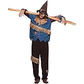 AERO ARMOR Mens Sinister Scarecrow Costume Adult Patchwork Halloween Wizard Outfits
