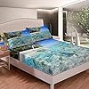 Beach Bedding Ocean Bed Sheet Set Sunshine Beach Tropical Coconut Palm Tree Hawaii Vacation Theme Fitted Sheet Marine… 51LTYlSG%2BTL