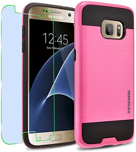 Samsung Galaxy S7 / G930 Case, INNOVAA Elite Hybrid Series Case (Not Compatible with Galaxy S7 Edge / G935) W/ Free Screen Protector &amp; Touch Screen Stylus Pen - Hot Pink