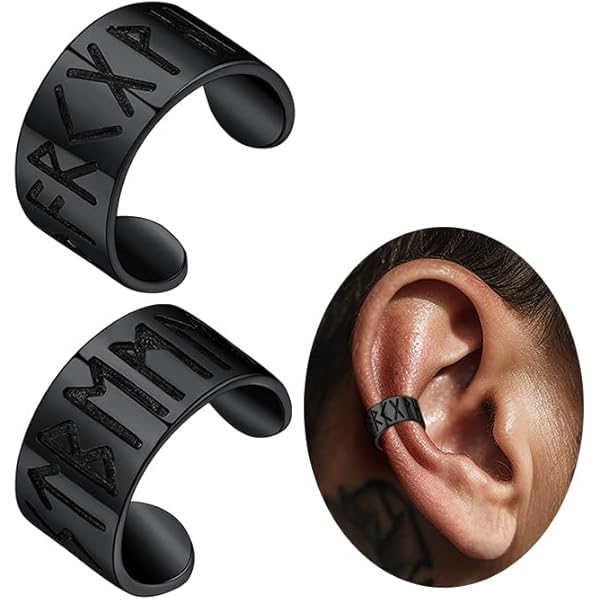 Amazon.com: 2pcs Black Stainless Steel Ear Cuff Ear Clip Non