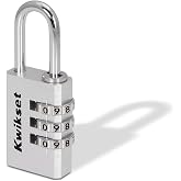 Kwikset Aluminum Combination Padlock, 3-Digit, 1-Pack, Silver | Lightweight Body Won't Scratch Doors or Lockers; Resettable 3-Digit Code, 1-1/8 in Body, 1 in Shackle