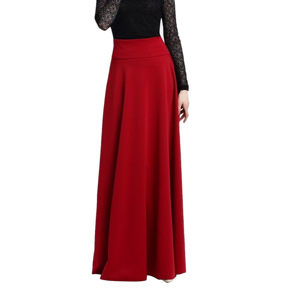 Women Satin Long Gypsy High Waist Maxi Skirts Stretch Full Length