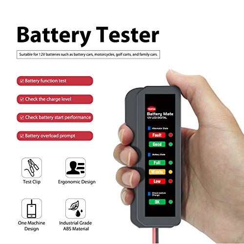 OBDMONSTER 12V Car Battery Tester Digital Alternator Tester, Check Battery Condition & Alternator Charging for Car Motorcycle