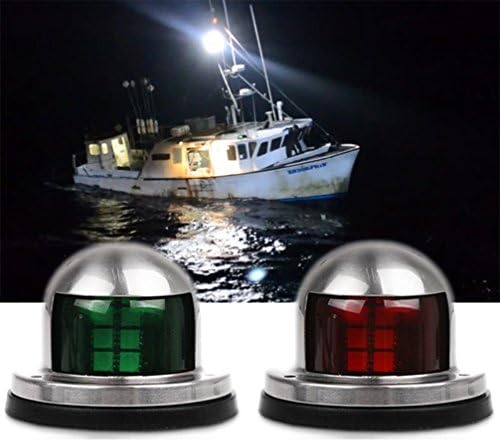 Oxygentle Pontoon Navigation Lights 12V Stainless Steel LED Pontoon Marine Boat Yacht Light Bow Side Lights Pontoons Sailing Signal Light - 2 Pack