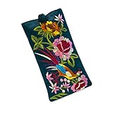 Eyeglass Pouch - Embroidered Floral (Peacock)