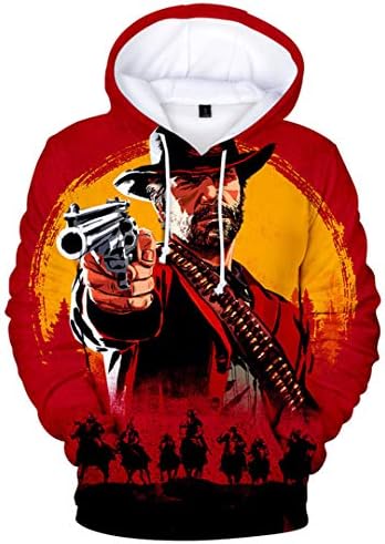 Silver Basic Unisex Red Dead Redemption 2 Hoodies Casual Pullover 3D Print Game Sweatershirts Men Hoodie