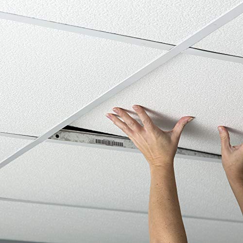 Genesis 2ft x 4ft Stucco Pro White Ceiling Tiles Easy Dropin Installation Waterproof