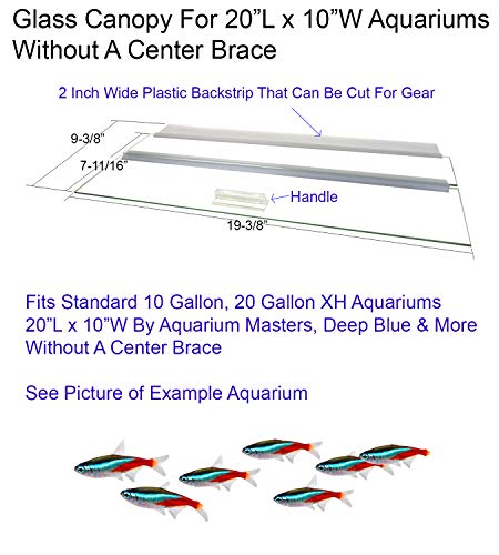Blue Spotted Aquarium Glass Canopy for Aquariums with and Without Center Brace, 10 Gallon to 200 Gallon Aquariums (Tank Without Center Brace, 20″ L x 10″ W)