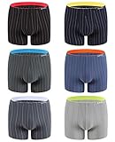 KAYIZU Men's Underwear Ultra Soft Cotton Stripe Boxer Brief (6-Pack) X-Large