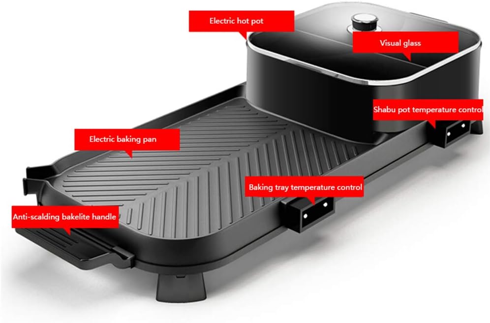review Multifunction Barbecue Pot Double Pot Electric Hot Pot Electric Grill Thai Barbecue Grill Korean BBQ Hot Pot Electric [Energy Class A]