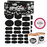 Kitchen Labels · Handmade in Austria · Chalkboard sticker waterproof & perfect for labeling jars & gifts · 56 Pack