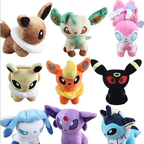 AquaMesto Movies & TV 9Pcs/Lot Anime Vaporeon Jolteon Flareon Espeon Umbreon Leafeon Glaceon Sylveon Eevee Plush Toys 12cm 1 PCs