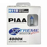 PIAA 15411 H11B Xtreme White Plus High Performance Halogen Bulb, (Pack of 2)
