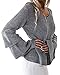 Romacci Women Winter Knited Sweater Casual V Neck Chic Layered Ruffle Bell Sleeve Loose Pullover Top