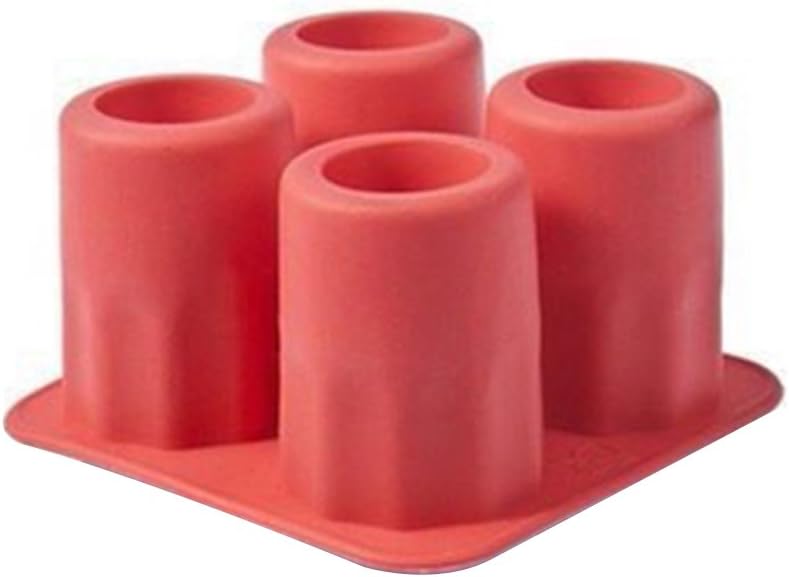Petilleur 4 Cup Shape Silicone Ice Cube Mold Shooters Shot Glass Ice Mould Summer Party Bar Beer Ice Drink Accessories Ice Cube Tray Tools (Red)
