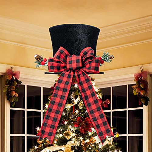 HMASYO Christmas Tree Topper Upgrade Large Black Tree Topper Hat with