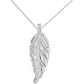 925 Sterling Silver Bohemia Leaf Feather Pendant Necklace
