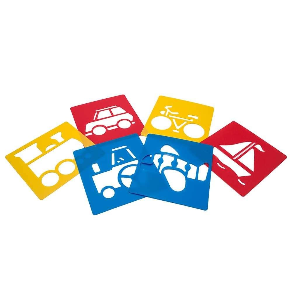 Washable Plastic Stencils | Transportation | Pack of 6 Stencils