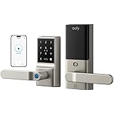 eufy Smart Lock C33, Fingerprint Keyless Door Lock with Handle, Built-in Wi-Fi, APP Remote Control, Biometric Door Knob for E