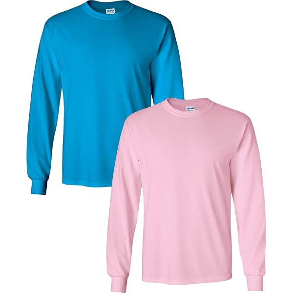 Gildan Men's Ultra Cotton Long Sleeve T-Shirt 2-Pack - Sapphire & Forest Green, Medium, 100% Cotton