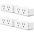 Govee Dual Smart Plug 4 Pack, 15A WiFi Bluetooth Outlet, Work with Alexa and Google Assistant, 2-in-1 Compact Design, Govee Home App Control Remotely with No Hub Required, Timer, FCC and ETL Certified