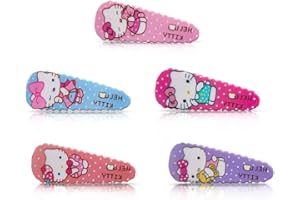 EMIFUNNY Hello Cat Hair Clips for Girls,Cute Barrettes Women Metal Snap Hair Clips Accessories Hair Gift for Girls 5 Pieces