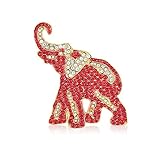 Crimson and Crystal Rhinestone Elephant Brooch