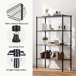 DUMOS 4 Tier Metal Wire Rack Shelf Heavy Duty